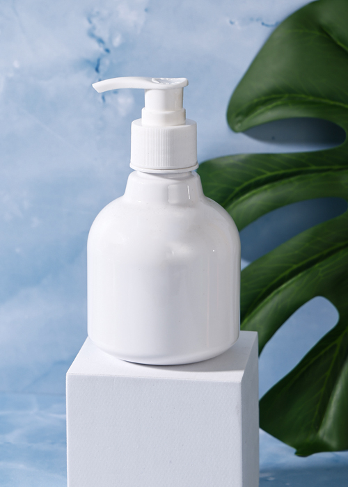 200 ml sfärisk vit PET-lotionpumpflaska