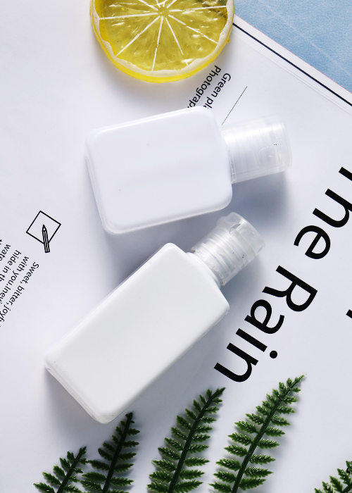 60ml vit fyrkantig PET flip top flaska