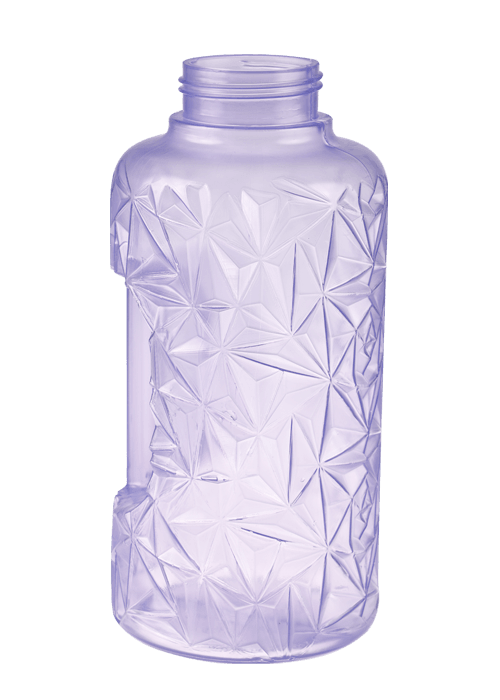 1L PP Färg Transparent polygonal formad vattenflaska med handtag