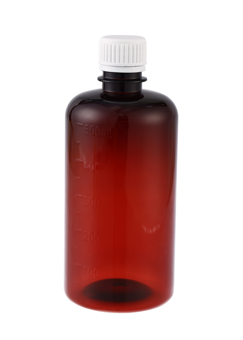60-500ml PET-hostsirap stark loquat daggbrun flaska med PP-måttbägare