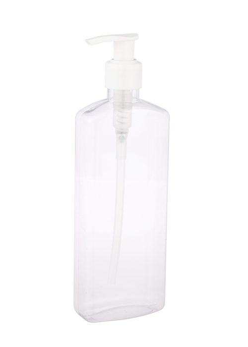400ml PET transparent platt fyrkantig flaska lotionpump handdesinfektionsflaska